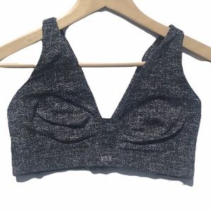 Victoria's Secret VSX Marled Gray & Black Lightly Lined Sports Bra